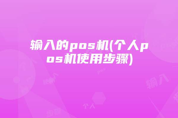 输入的pos机(个人pos机使用步骤)