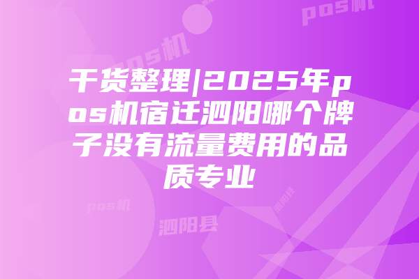 干货整理|2025年pos机宿迁泗阳哪个牌子没有流量费用的品质专业