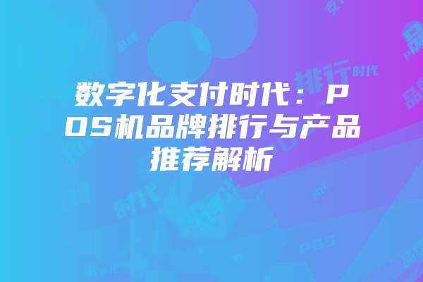 数字化支付时代：POS机品牌排行与产品推荐解析