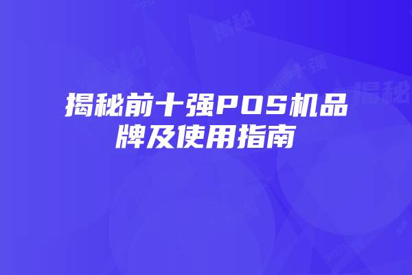 揭秘前十强POS机品牌及使用指南