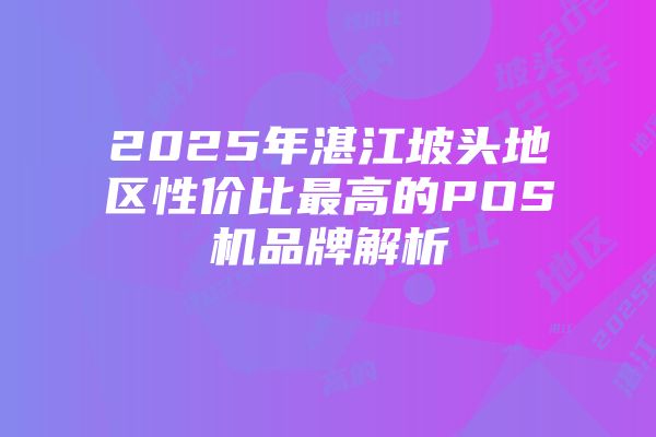 2025年湛江坡头地区性价比最高的POS机品牌解析