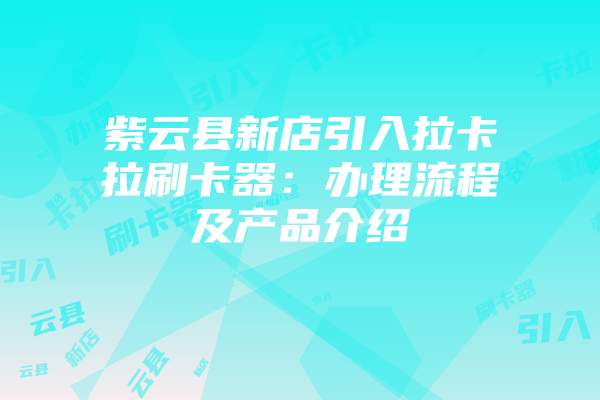 紫云县新店引入拉卡拉刷卡器：办理流程及产品介绍